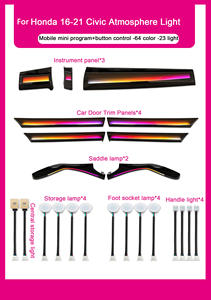 Éclairage intérieur automatique SJC pour <span class=keywords><strong>Honda</strong></span> LHD/RHD <span class=keywords><strong>Civic</strong></span> 10e génération 2016-2021 modèles Kit d'éclairage d'ambiance Symphony dynamique 64 couleurs - Product Image 6