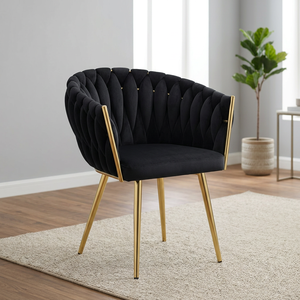 Velvet Accent <b>Chair</b> Tufted Upholstered Shell Armchair Metal Leg Side <b>Chair</b> for Living Room Hotel Lounge - Product Image 3