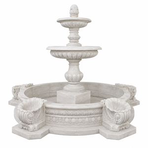 Fuente de jardín exterior con esculturas de figuras clásicas y fuente de agua en mármol blanco para plaza - Product Image 2