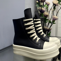 Bottes d'hiver de luxe pour homme Owens, à semelle épaisse, avec fermeture éclair, rehaussantes, à lacets, en similicuir et caoutchouc