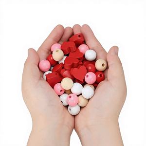 ACASA ARTO 100 pièces de perles en bois poli en forme de cœur et rondes de 16 mm, colorées, pour la Saint-Valentin, ornements, fournitures d'artisanat DIY - Product Image 1