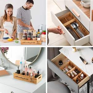 Maison Cuisine Comptoir Armoire Tiroir De Rangement Organisateur Boîte Réglable Bambou Bois Épice Rack - Product Image 3