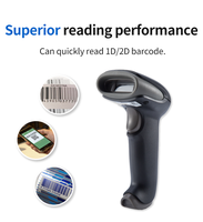1D 2D Handheld Wireless BT USB Lector de código de barras con cable Escáner de código de barras de punto invertido para sistema Android IOS Windows