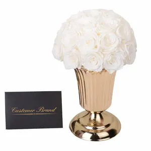 Новый трендовый Декор для гостиной бессмертный букет цветов с металлической вазой вечные розы навсегда сохраненные цветы букет