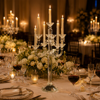 Magnifique candélabre en cristal de verre à 9 bras pour mariage, décoration d'intérieur, centre de table de mariage