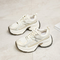 Chaussures de sport décontractées argentées 2026 - Nouvelles chaussures de sport épaisses en maille à lacets pour femmes - Chaussures à lacets
