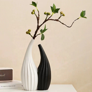 Creative Ceramic Art Vase <strong>Combination</strong> Black and White Set Simulation Flower Living Room Flower Arrangement Desktop Ornaments - Product Image 1