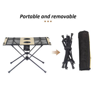 Table de camping pliable portable en alliage d'aluminium léger pour pique-nique, avec double porte-gobelets - Product Image 4