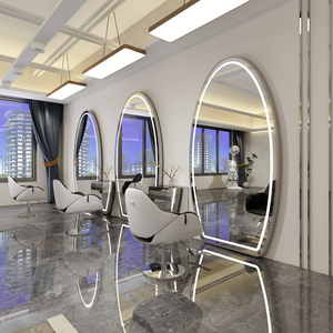 High-end Salon Exclusive Full-Body Elliptical <b>Mirror</b> Single-<b>Sided</b>/<b>Double</b>-<b>Sided</b> Lights Modern Design for Living Room Bedroom Use - Product Image 1