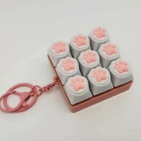 Keycaps rose patte de chat Macaron pour clavier mécanique quatre touches, pendentif porte-clés anti-stress