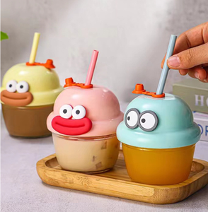 210ml simpatico cartone animato Mini bambini eco-friendly microonde Multi-colore acqua acqua paglia tazza di vetro - Product Image 3