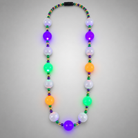 Collier à 6 perles de 42 pouces, perles blanches facettées, collier lumineux LED coloré pour le carnaval de Mardi Gras