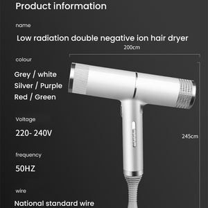 Sèche-cheveux w à faible bruit, appareil à Air chaud et froid, sèche-cheveux sans feuilles avec concentrateur, 3 vitesses - Product Image 2