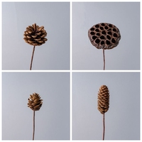 MW655 Vente en gros de fleurs artificielles séchées naturelles en forme de lotus et de pomme de pin décoratives