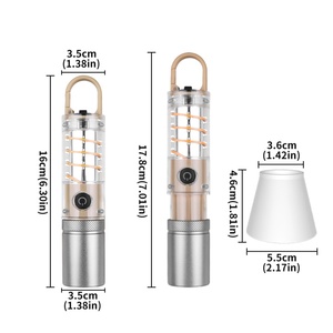 Lampe de camping 2024 avec abat-jour, torche rechargeable interne 18650, 5 modes, LED 30W, zoom, crochet de suspension et fil de tungstène latéral - Product Image 4