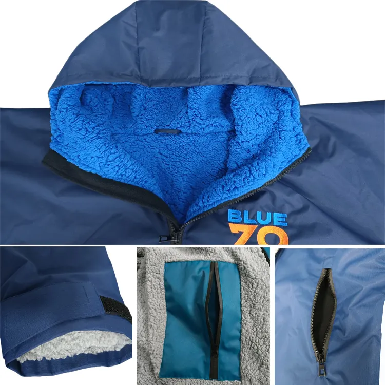 Recycelte wasserdichte Wickel robe Fleece gefüttert wasserdichte/wind dichte Schwimm parka Mantel Jacken