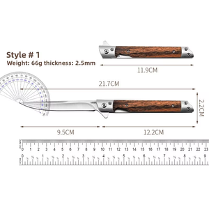 Couteau de poche pliant pour homme, couteau EDC fin avec clip, lame Tanto avec étui, couteau de gentleman discret avec manche en bois classique - Product Image 6