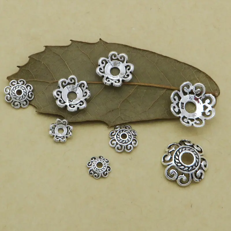 Wholesale 925 Sterling Silver Metal Spacers Flower Beads Caps for Jewelry Making Accessories