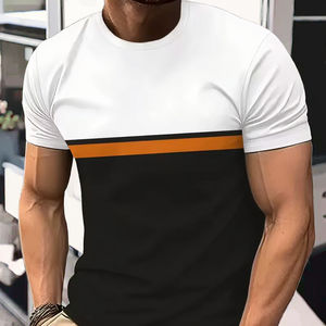 T-shirts pour hommes à manches courtes, col rond, décontractés, en jersey, à motif, respirants, à séchage rapide, coupe classique, en polyester, impression par transfert thermique - Product Image 3