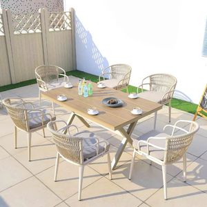 Ensemble multifonctionnel haut de gamme de style européen pour extérieur : table basse de jardin, chaise en rotin pour patio et balcon - Product Image 1