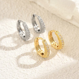 Pendientes de aro de moda para mujer con circón latón regalo de aniversario perfecto joyería elegante - Product Image 3