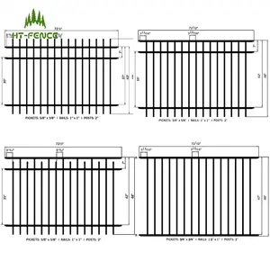 HT-FENCE clôture commerciale de gril de porte en fer forgé soudé pour la clôture de jardin avec le dessus de lance