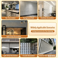 Brique creuse populaire en PU à 9 grilles, panneau de cloison effet ciment pour fond intérieur et mur de cour extérieure