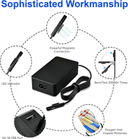 Adaptateur secteur 44W avec câble rétractable pour Microsoft Surface Pro 7/8/9/X, Book 2/3, Laptop 1/2/3 - Chargeur rapide avec port USB-C