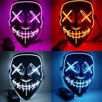 Máscara LED EL con Luz, Máscara Purge Luminosa, Máscara Facial de Fantasma Aterrador para Fiestas Rave, Halloween, Cosplay y Disfraces para Eventos Nocturnos