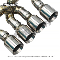 Sistema de Escape Catback Personalizado con Silenciador y Tubo de Bajada para Chevrolet CORVETTE C8 Z06 2019-2025, Acabado Pulido de Titanio Boska, 1.2mm de Grosor
