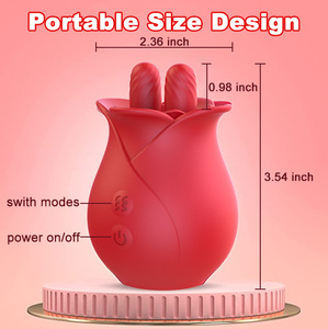 Vibrateur en forme de rose, 10 modes, léchage de la langue, succion, rechargeable, en silicone, masseur du point G, masseur des mamelons, étanche IPX7, non lubrifié - Product Image 3
