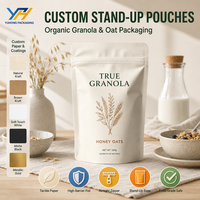 Sachet Doypack Mat Stratifié Qualité Alimentaire Premium Refermable avec Encoche de Déchirement pour l'Emballage de Céréales et d'Avoine en Vrac