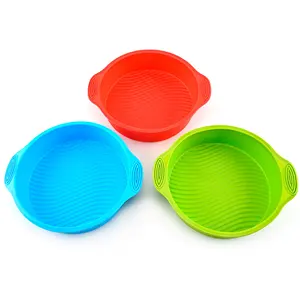 free sample wholesale large size silicone cake pan non stick reusable round shape baking cake pans with safe handle silicone air