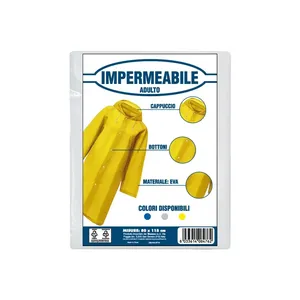 Impermeabile Adulto Giallo Con Cappuccio E Bottone Misura 80x115 Cm <b>EVA</b> - Product Image 2