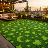 Tapis en gazon artificiel imprimé 3D cinq étoiles, motif personnalisé, gazon synthétique pour décoration de sol événementiel, rose - Nouveauté 2026, Vente Flash