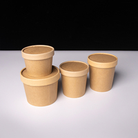 Gobelet à soupe en papier kraft jetable personnalisé avec couvercle, biodégradable et écologique, à paroi simple, impression de logo, vente en gros OEM