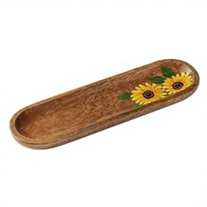 Brûleur d'encens ovale en bois avec motif tournesol, fait main, support pour bâtonnets aromatiques, utilisation toutes saisons, brûleur d'encens de table, vente chaude - Product Image 1