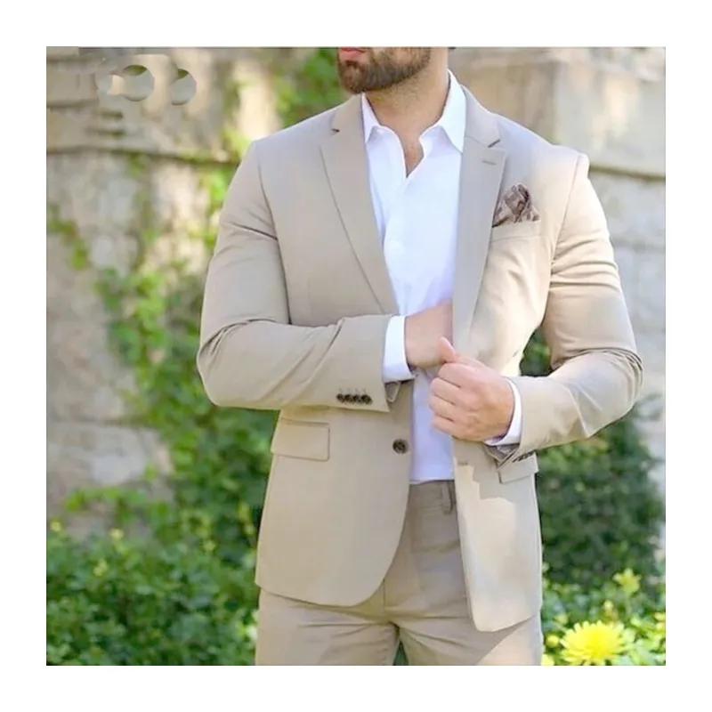 Traje italiano de lujo para hombre, ropa de negocios, esmoquin, traje de boda y cena, estilo clásico, color Beige, 2 piezas, Otoño, 2022