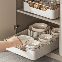 Bohrfreier Ausziehbarer Unterschrankkorb aus Kohlenstoffstahl im japanischen Stil mit Gleitschienen für Küchenschränke und Gewürzaufbewahrung