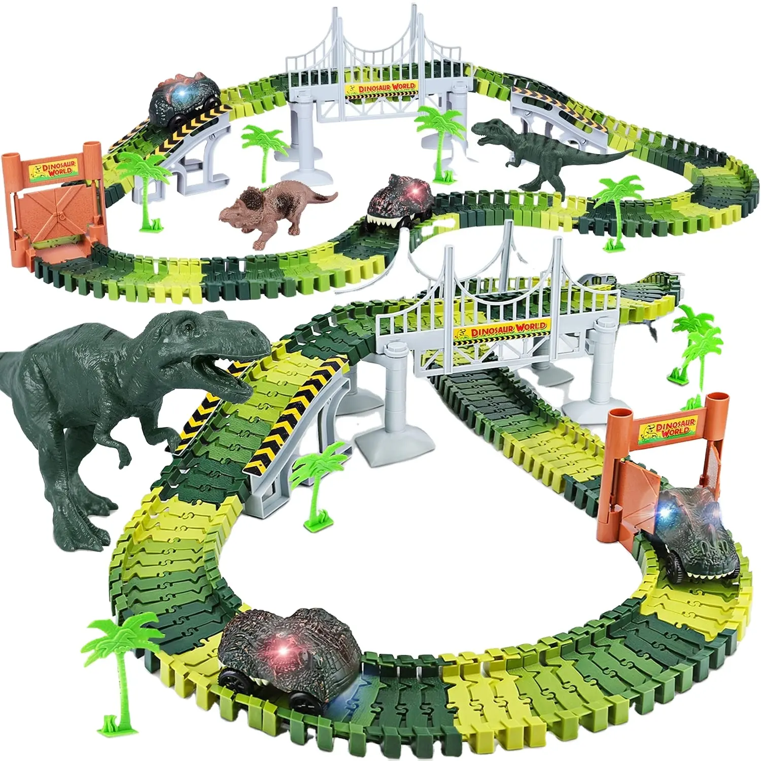 Diy Assembled Race Track Car Electronic Toys Dinosaur Railway Track Racing Toys For Children Gift