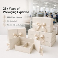 Boîte cadeau rigide à double ouverture, boîte mate ivoire avec ruban et nœud pour coffret cadeau de parfum, écharpe, cadeaux de fête