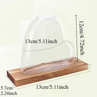 Pot de fleurs hydroponique en verre sur base en bois Art Déco créatif, design artistique, écologique, ornement de bureau pour la maison et le bureau