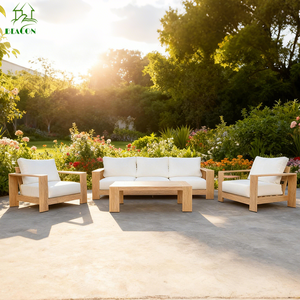 Canapé d'angle de jardin en aluminium 3 <span class=keywords><strong>places</strong></span>, motif bois, résistant à l'eau, pour patio extérieur et cour - Product Image 3