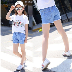 Abbigliamento all'Ingrosso per Bambine 2-10 Anni, <span class=keywords><strong>Pantaloncini</strong></span> Estivi in Denim Casual per Bambine, Shorts in Cotone con Elastico in Vita - Product Image 3