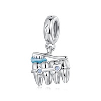 En gros, Breloques, Pendentifs et Bijoux fins uniques et mignons en Argent sterling 925, motif dent, avec émail et opale, pour porte-clés et colliers