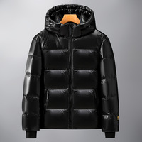 Blouson bomber court à capuche en duvet noir or, streetwear, fermeture éclair, unisexe, épaissi, chaud, veste pour homme et femme, hiver, extérieur