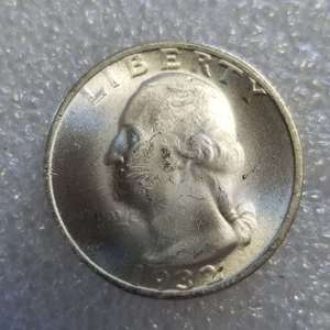 Replica di <span class=keywords><strong>Moneta</strong></span> Antica <span class=keywords><strong>Statunitense</strong></span>, Quarter di Washington a Doppia Testa del 1932 - Product Image 1