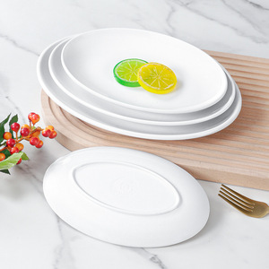 White <b>melamine</b> rectangular commercial-grade imitation porcelain rice noodle roll <b>plate</b>, hot pot restaurant serving <b>plate</b>, - Product Image 1