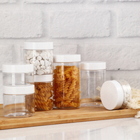 Ensemble d'emballages alimentaires en plastique personnalisables de 50 ml à 250 ml avec couvercles pour gâteaux, sucre, aliments en conserve, bonbons, biscuits, aliments pour bébés