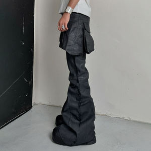 <span class=keywords><strong>Pantaloni</strong></span> a Zampa d'Elefante in <span class=keywords><strong>Pelle</strong></span> Personalizzati da Uomo Stile Streetwear Hip Hop da Moto - Product Image 5